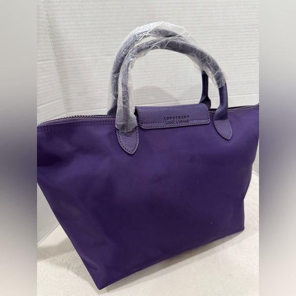 New Longchamp Le Pliage Purple Nylon Large Tote Handbag Purse Made In France - Picture 4 of 16
